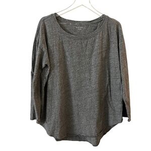 EILEEN FISHER Gray Heathered 3/4 Sleeve Organic Cotton Top Large